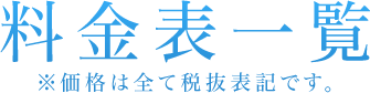 料金表一覧 ※価格は全て税抜表記です。